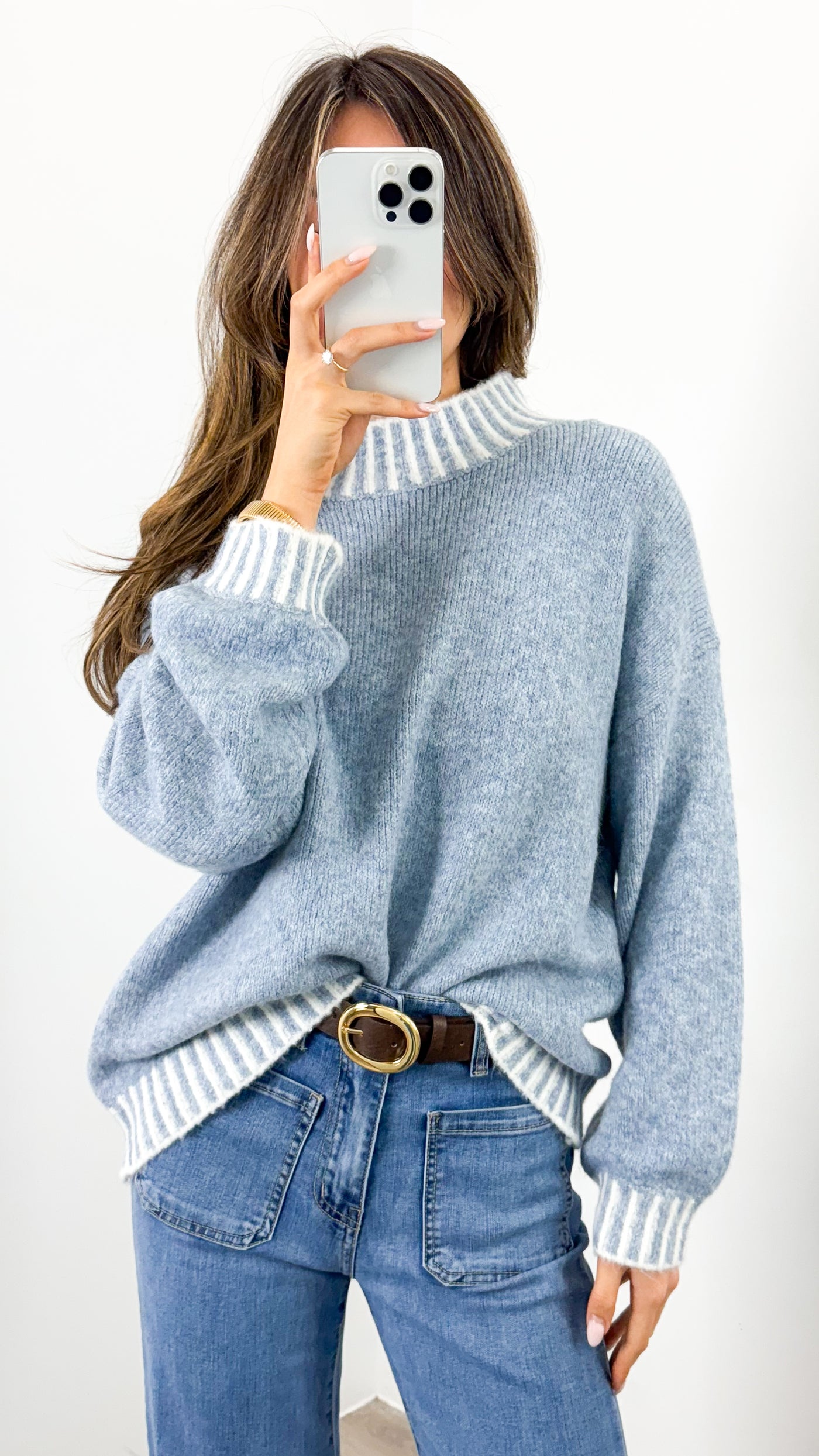 BESSIE STITCH KNIT - BLUE