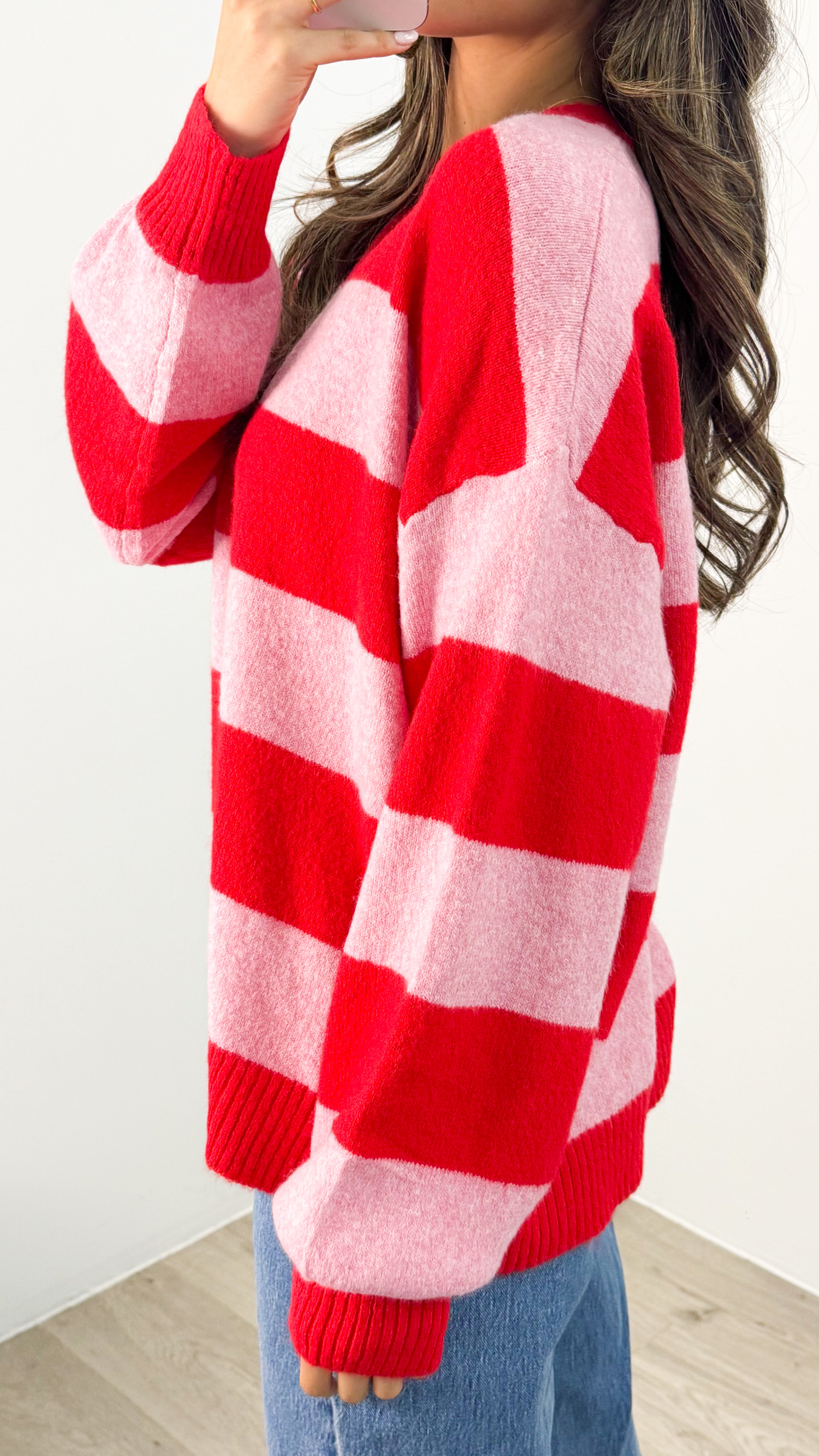 ANITA BLOCK STRIPE KNIT - PINK/RED