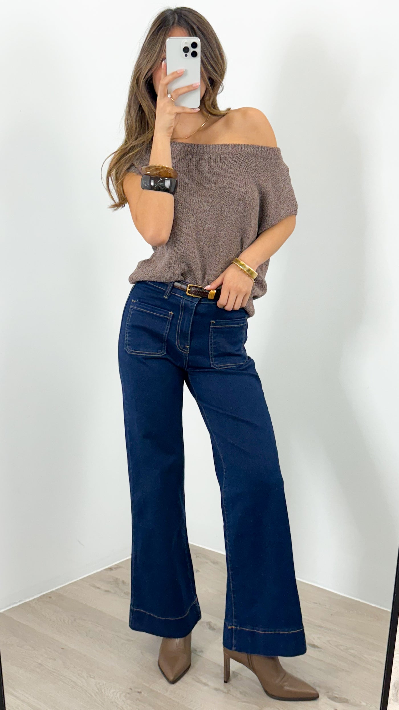 BETHENNY KNIT TOP - CHOCOLATE