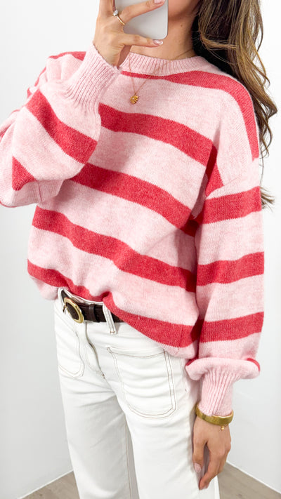BIANCA STRIPE JUMPER - PINK/RED