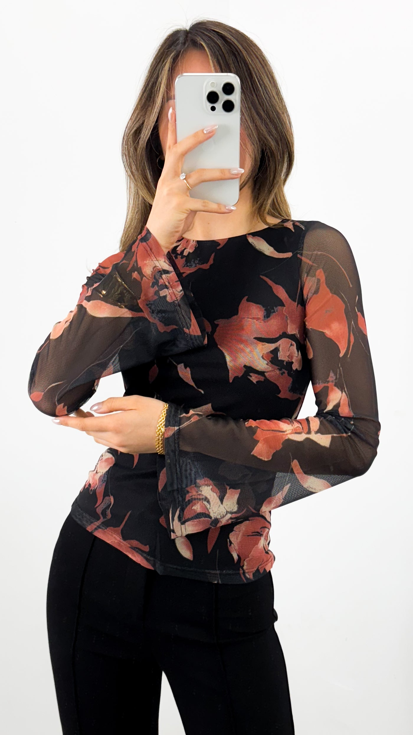 ESTELLE MESH TOP - BLACK