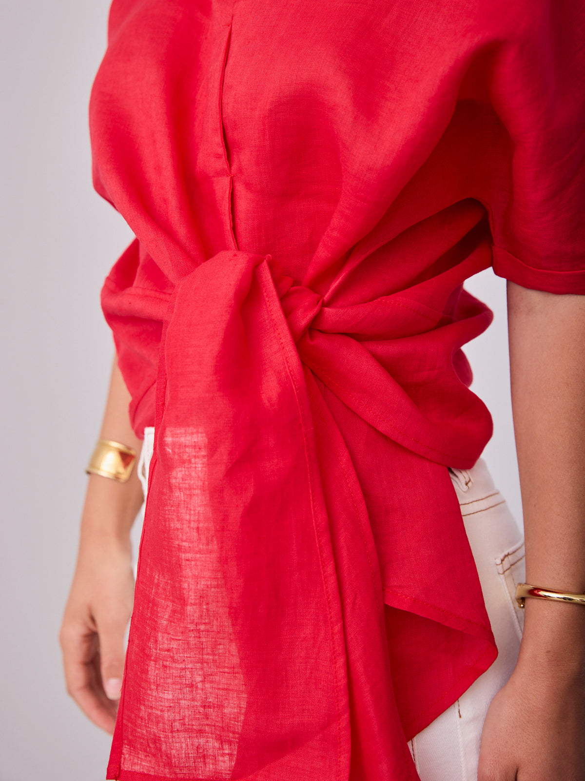 COMO LINEN SHIRT - RED