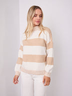BESSIE BLOCK STRIPE KNIT - OATMEAL/WHITE