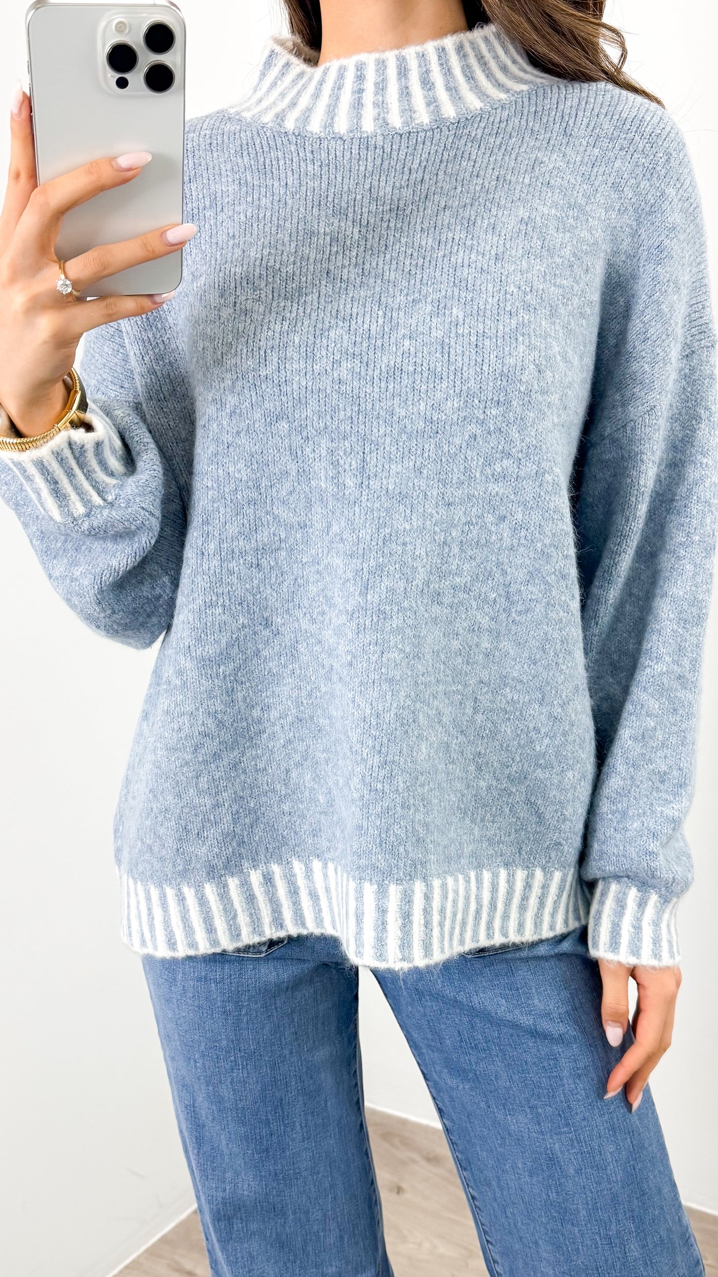 BESSIE STITCH KNIT - BLUE