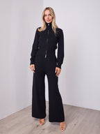 ENZA ZIP KNIT TOP & PANT SET - BLACK