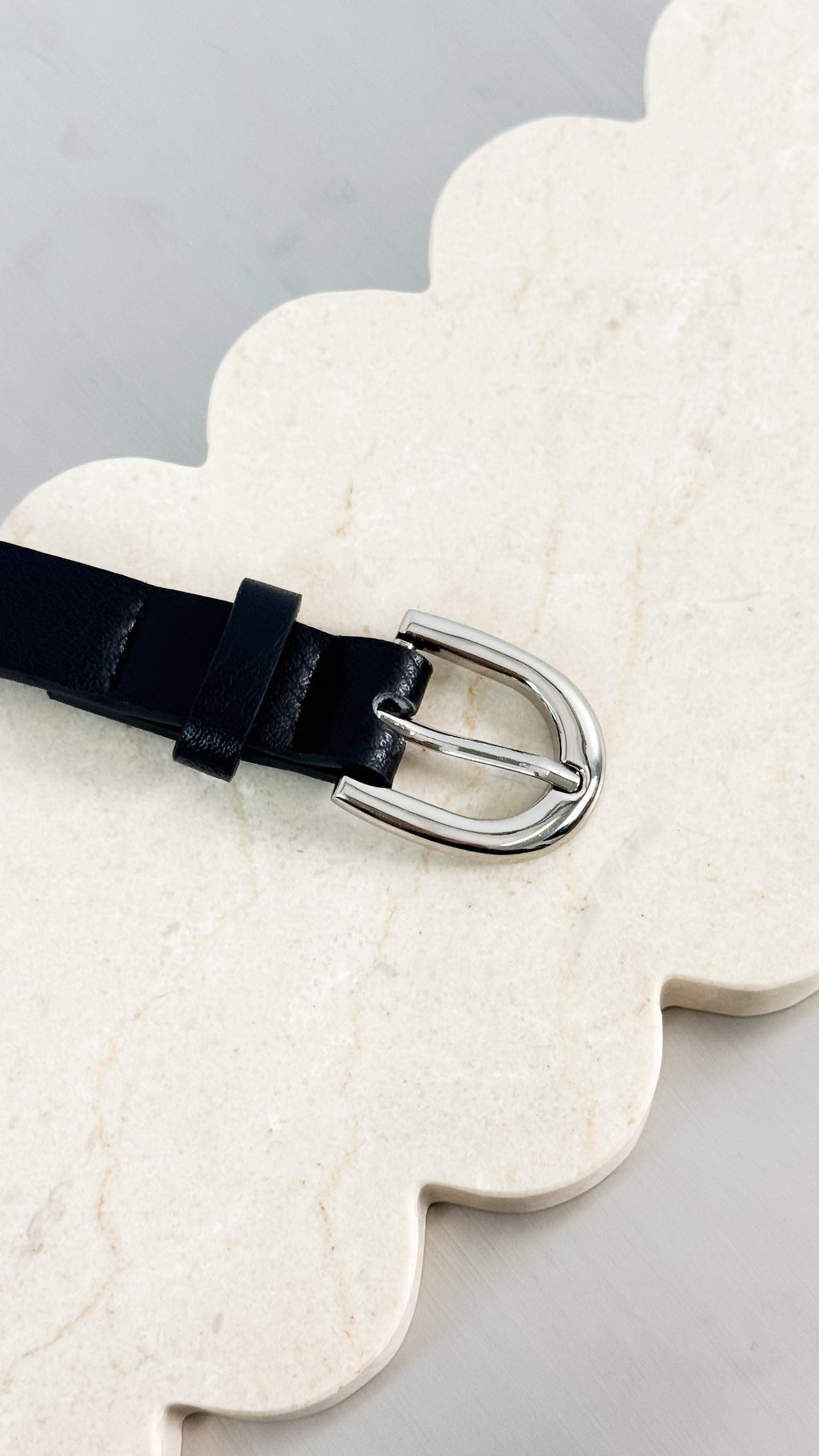 LOMANCE SKINNY BELT - BLACK/SILVER