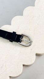LOMANCE SKINNY BELT - BLACK/SILVER