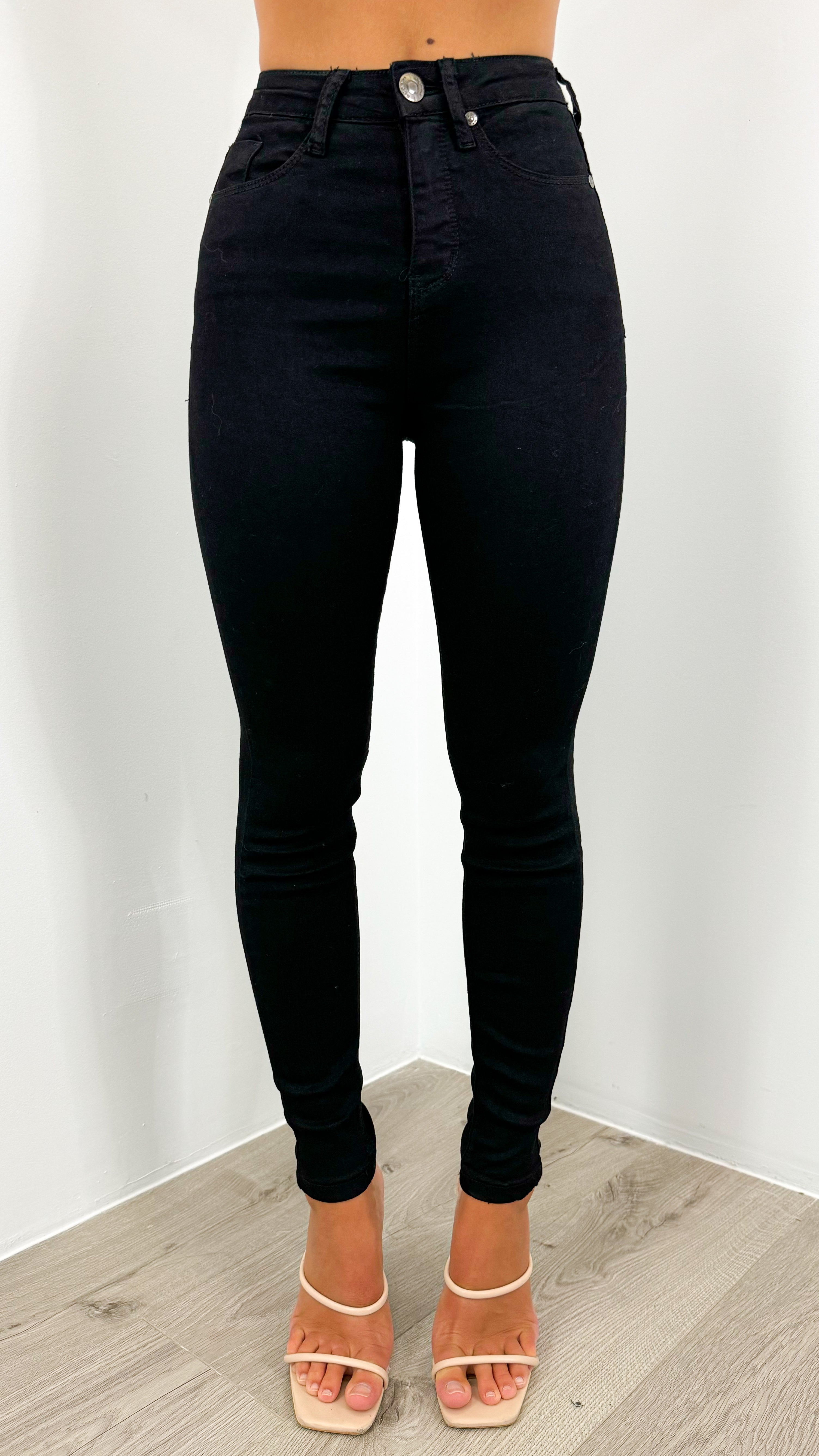 JESSIE STRETCH BASIC HIGH RISE SKINNY JEAN - BLACK