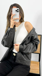 MARVIN PU JACKET - DARK CHOCOLATE / WASHED BLACK
