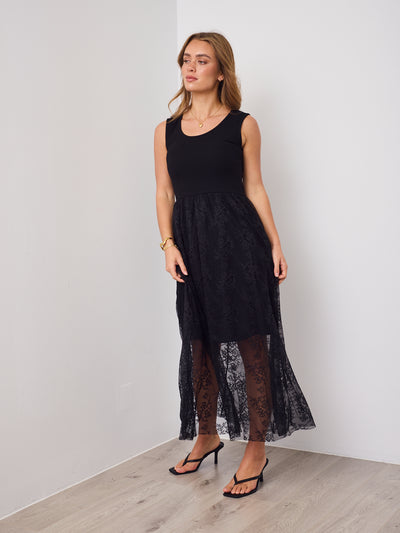 ALLISON LACE TANK DRESS -BLACK