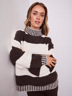 BESSIE BLOCK STRIPE KNIT - CHOCOLATE/WHITE