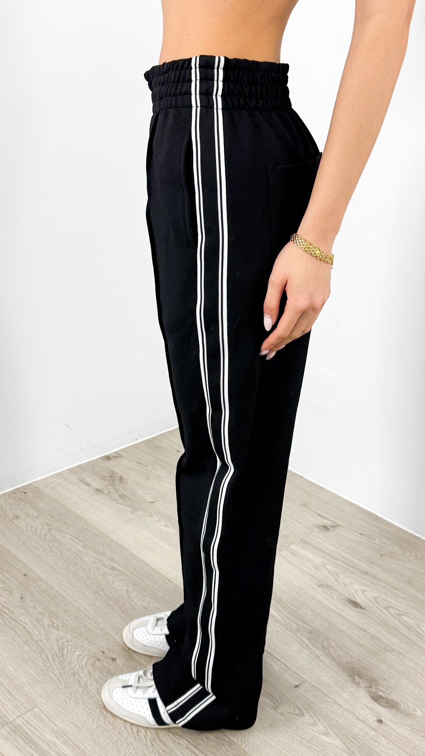 LUCAS STRIPE PANT - BLACK