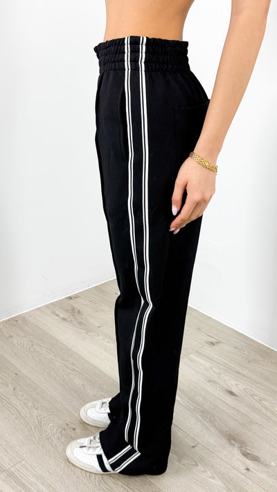 LUCAS STRIPE PANT - BLACK