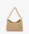REVERIE METALLIC BEADED CHAIN BAG - GOLD