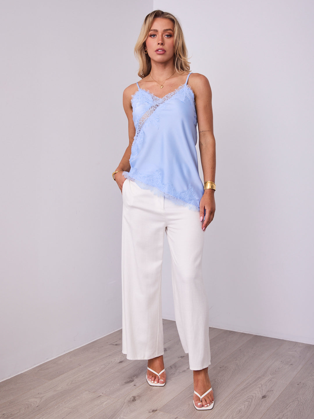 STELLA LACE CAMI - PALE BLUE