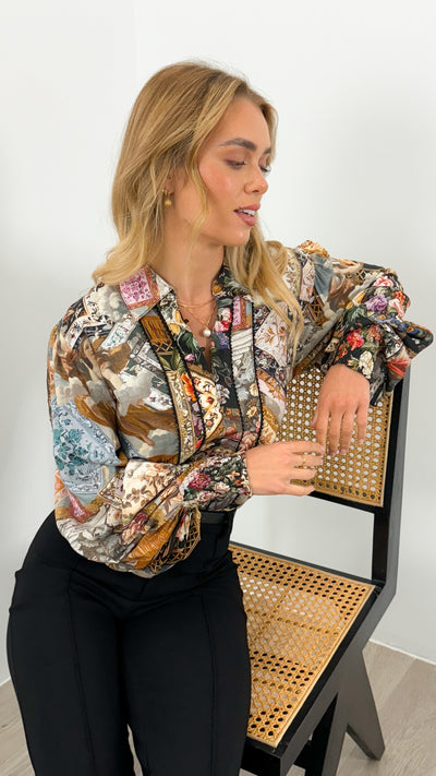 MERUCCI BLOUSE - BLACK PRINT