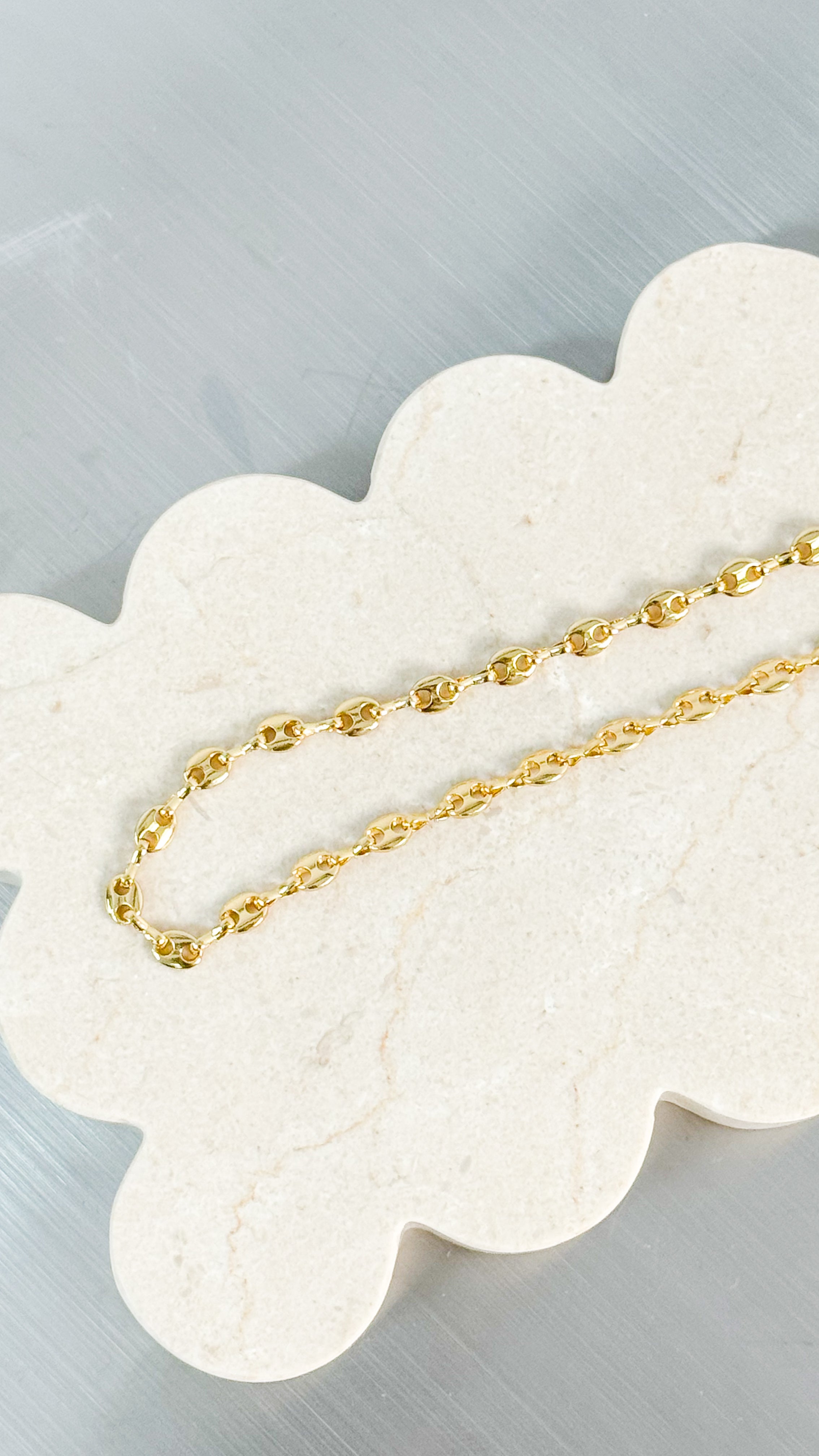 PUFF MARINER CHAIN 18K GOLD PLATED NECKLACE - GOLD