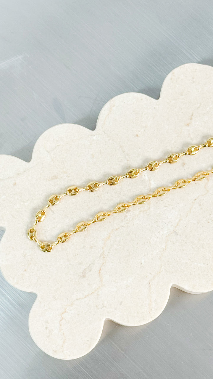 PUFF MARINER CHAIN 18K GOLD PLATED NECKLACE - GOLD