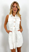 ZHANE DENIM DRESS - WHITE