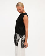 DANIELLE LACE TRIM TOP - BLACK