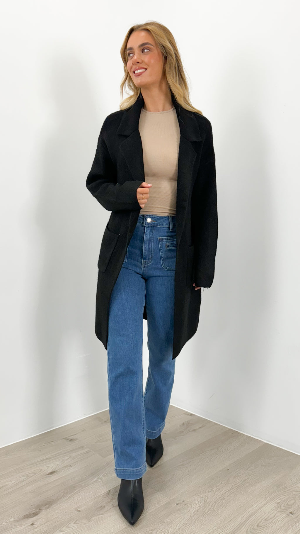 ZEETA COATIGAN - BLACK