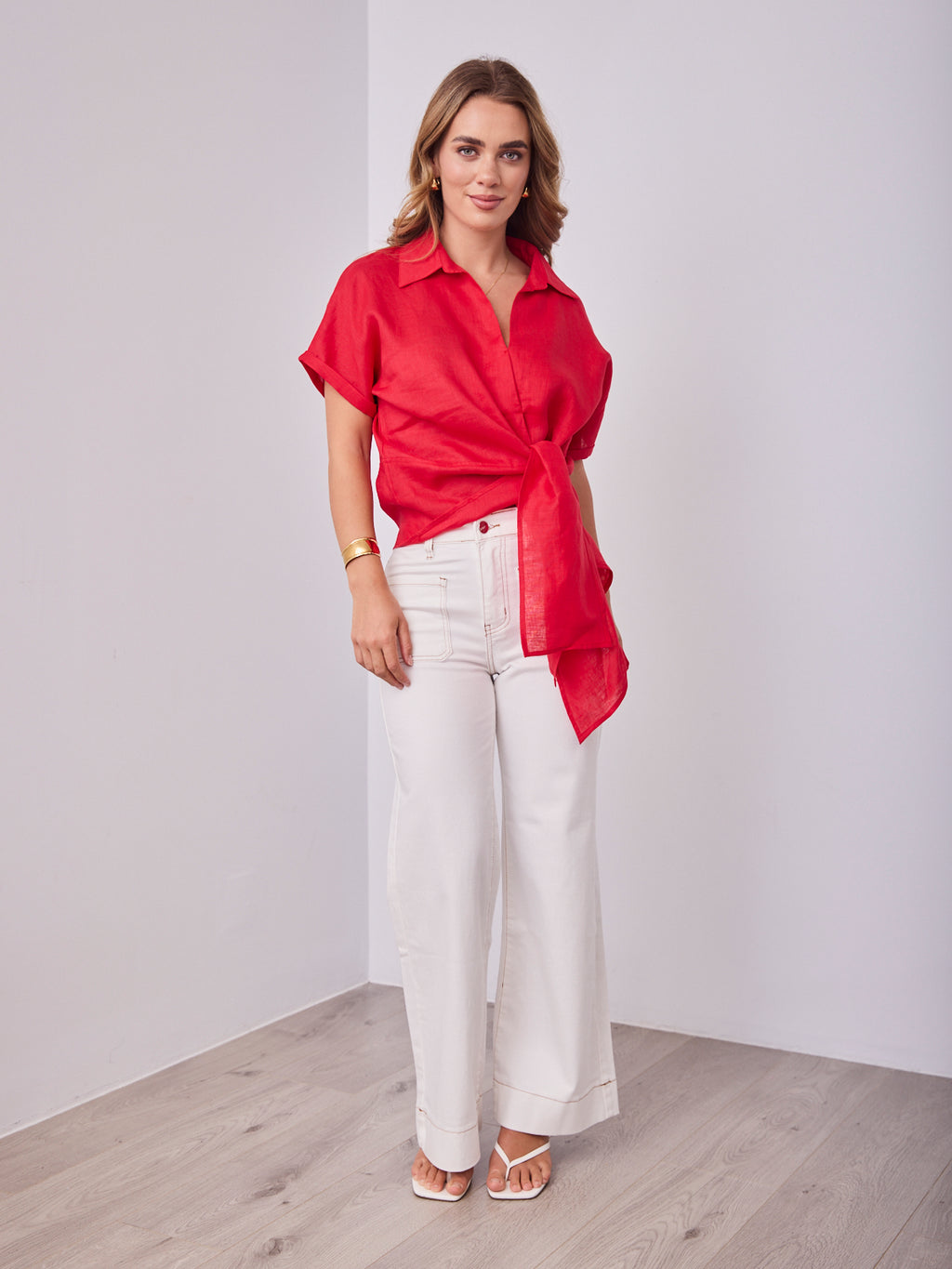 COMO LINEN SHIRT - RED