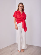 COMO LINEN SHIRT - RED