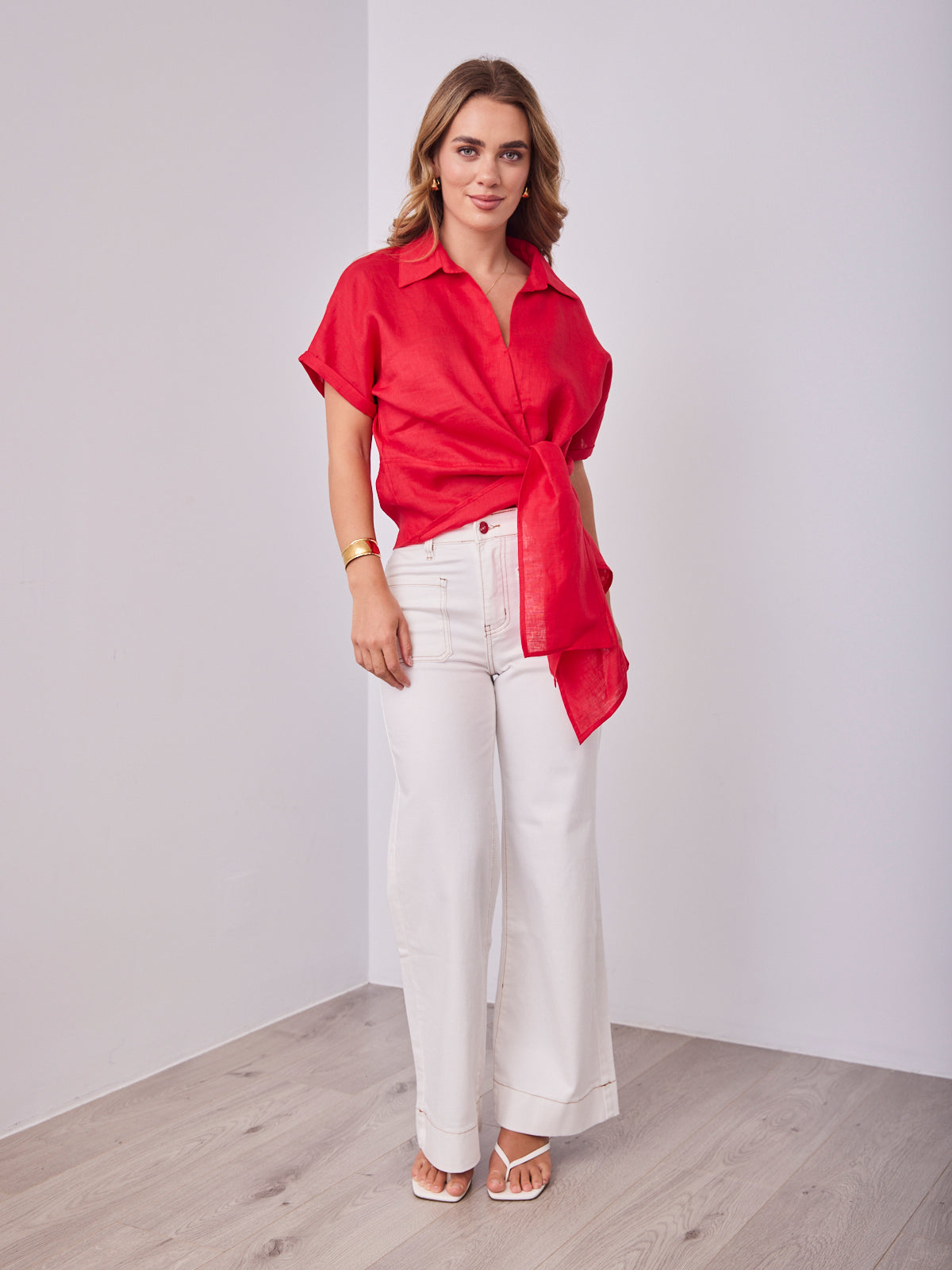 COMO LINEN SHIRT - RED