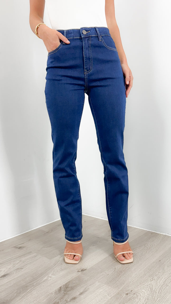CARLTON STRETCH STRAIGHT LEG JEAN - NAVY