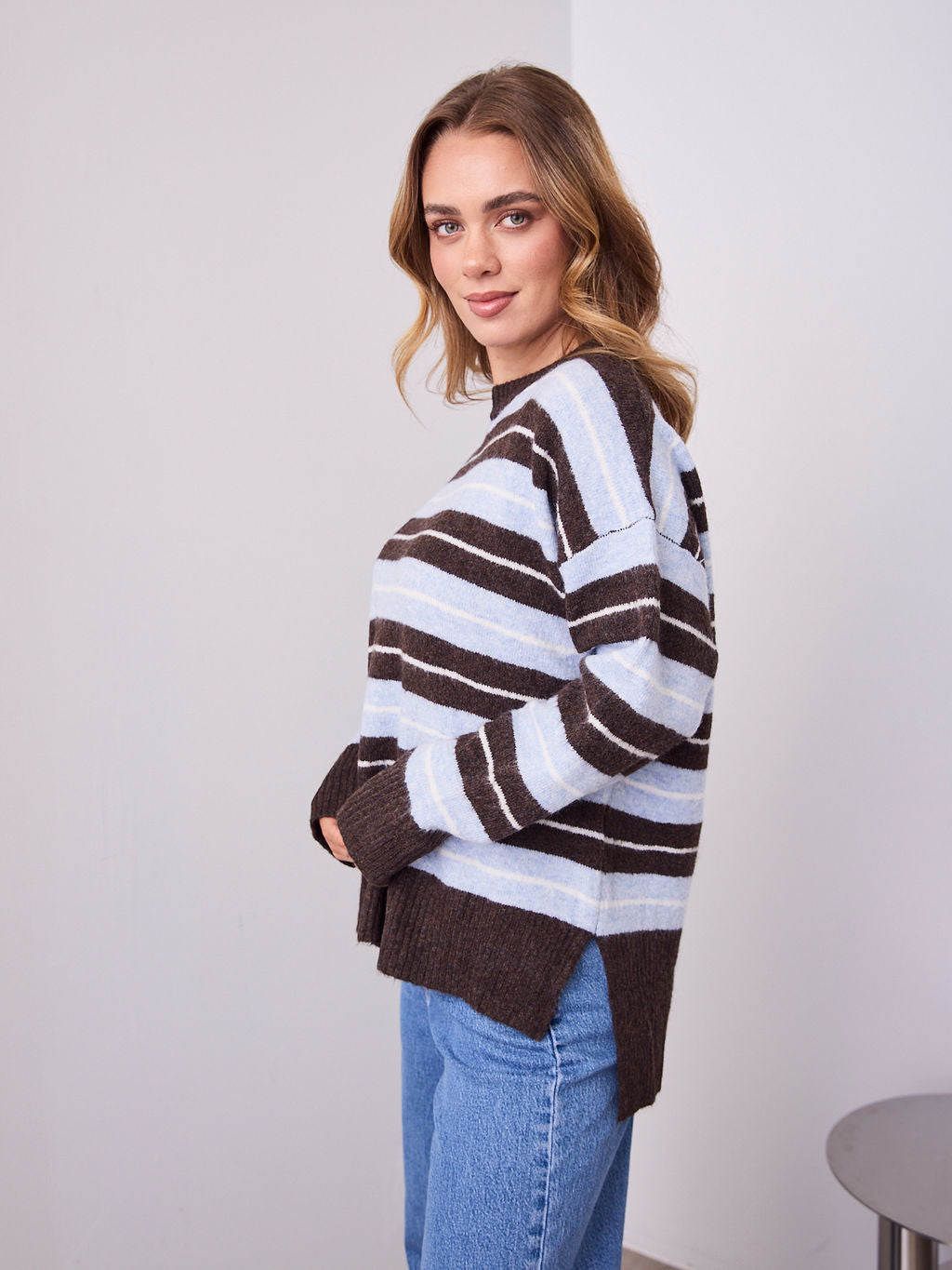 CHARLES KNIT - BLUE/CHOCOLATE