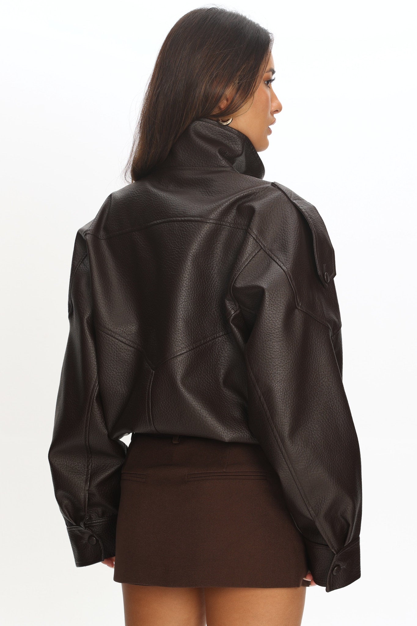 REBEL PU JACKET - CHOCOLATE