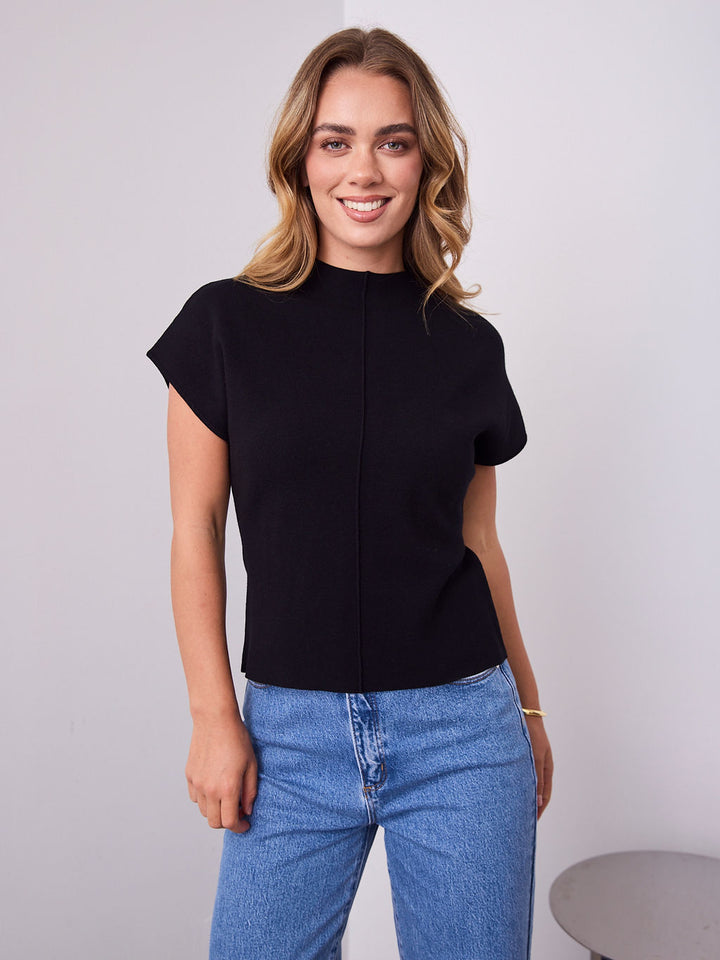 ROWE KNIT TOP - BLACK