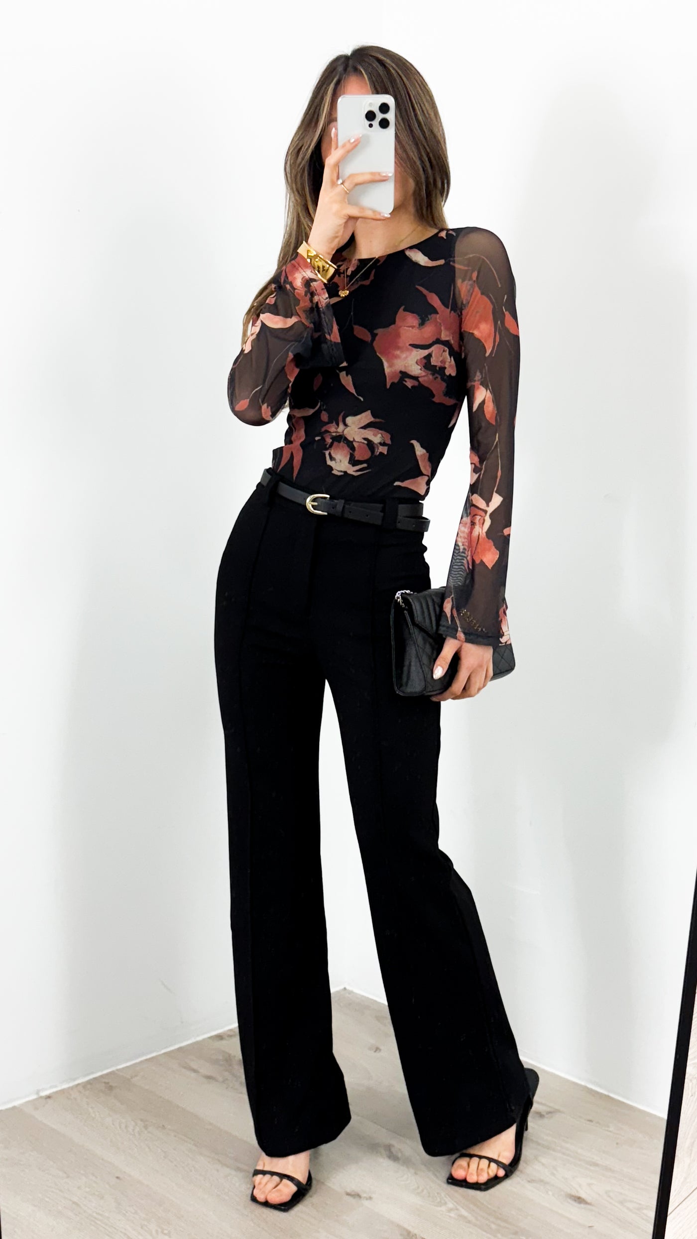 ESTELLE MESH TOP - BLACK