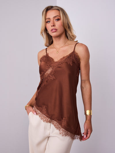 STELLA LACE CAMI - CHOCOLATE