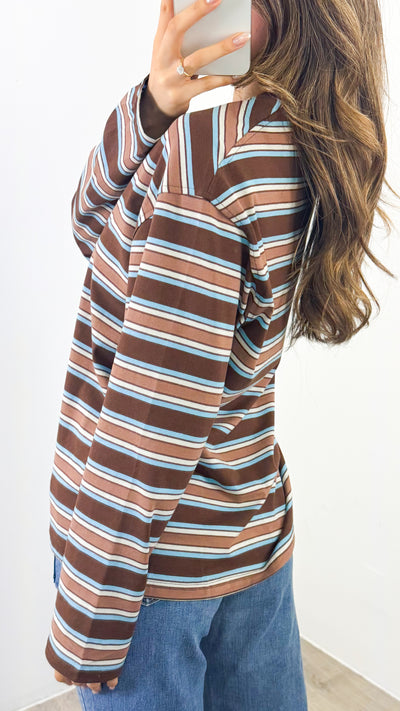 BOWEN STRIPE TOP - TAN