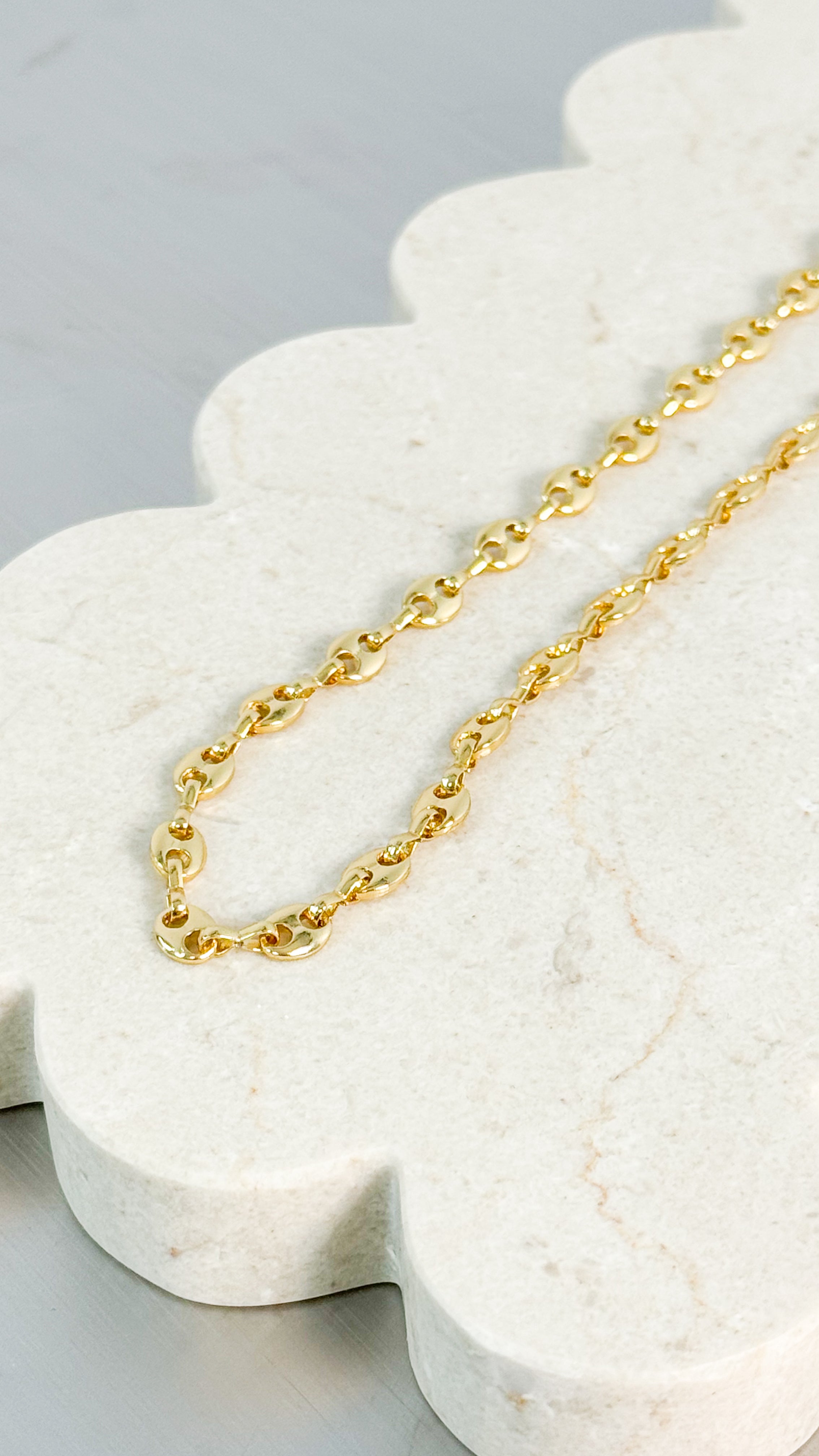 PUFF MARINER CHAIN 18K GOLD PLATED NECKLACE - GOLD