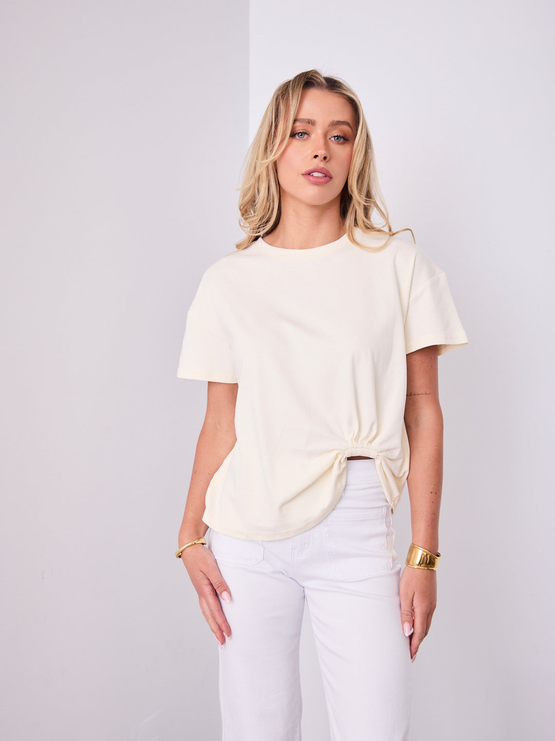 ESTHER EASY TUCK TEE - CREAM