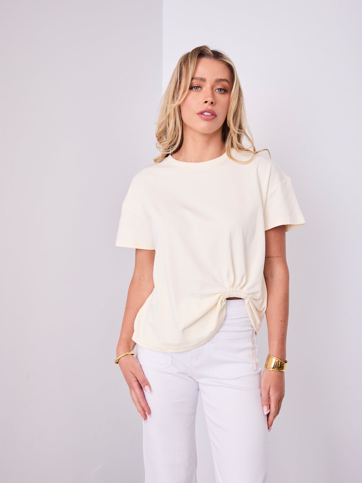 ESTHER EASY TUCK TEE - CREAM