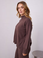 DELTA KNIT TOP - ESPRESSO