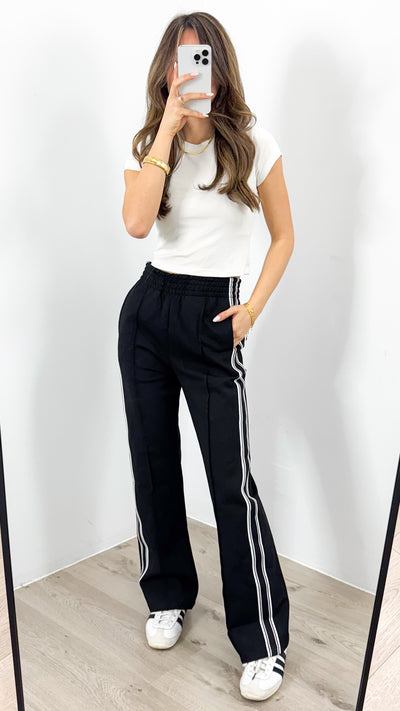 LUCAS STRIPE PANT - BLACK
