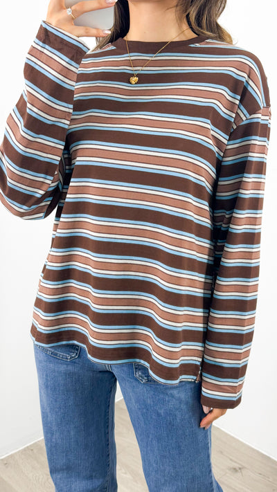 BOWEN STRIPE TOP - TAN