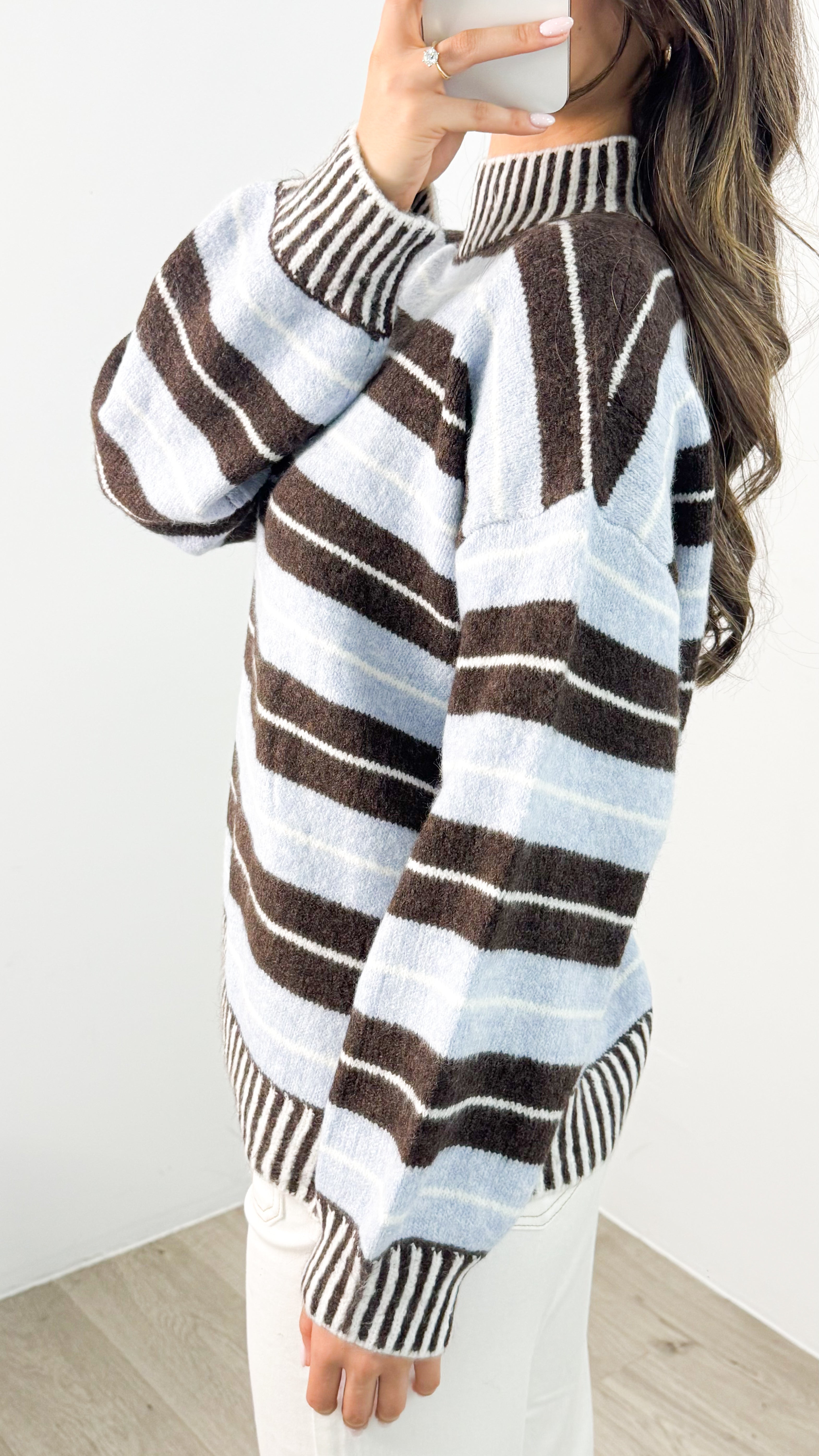 BESSIE STRIPE KNIT - CHOCOLATE/BLUE ( ETA end May )