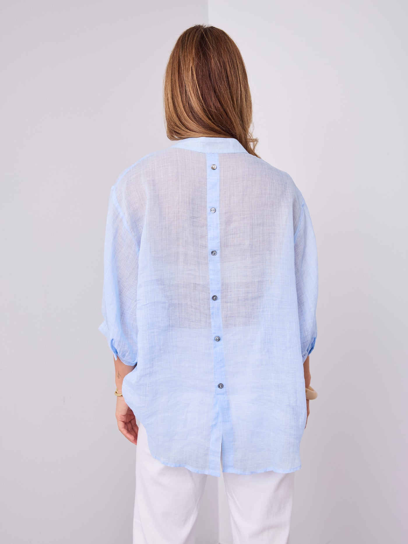 CATHY LINEN SHIRT - ICE BLUE
