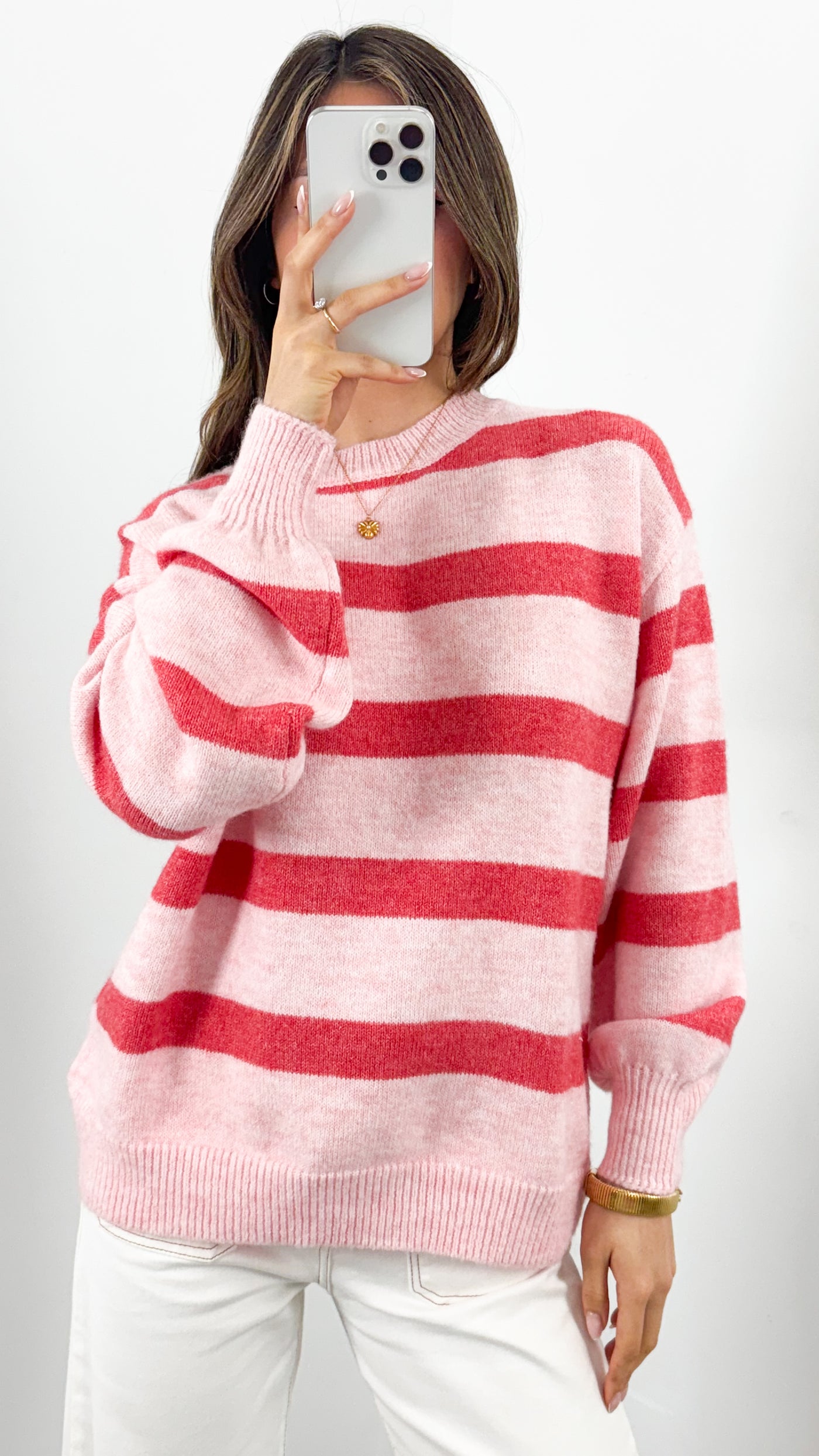 BIANCA STRIPE JUMPER - PINK/RED