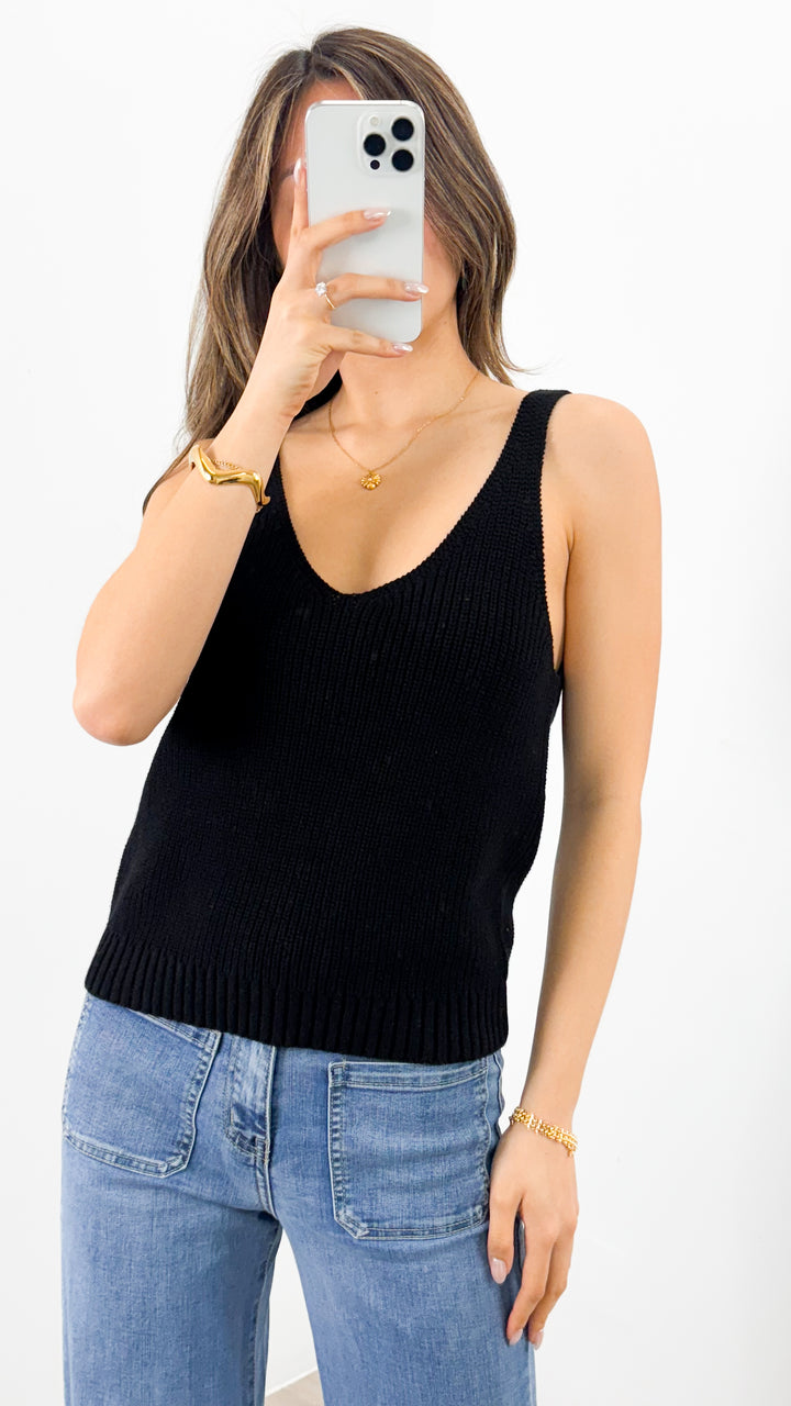 ANNIKA KNIT TANK TOP - BLACK