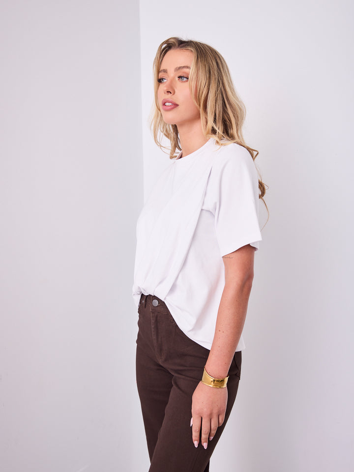 AMBER TUCK TEE - WHITE