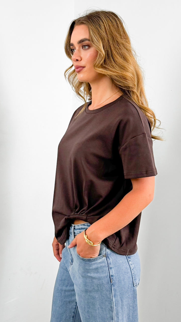 ESTHER EASY TUCK TEE - CHOCOLATE