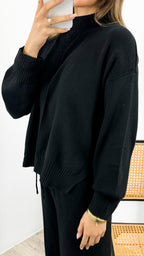 DELTA KNIT TOP - BLACK