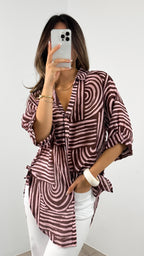 SHANI SHIRT - PINK/CHOCOLATE