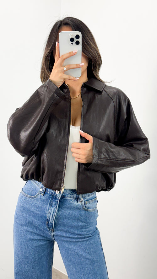 LONDON BOMBER JACKET - CHOCOLATE